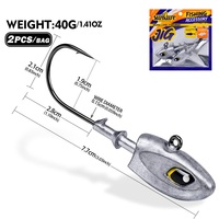 WildTrek Hameçon Jig Tête de Poisson 9g-40g en Acier Carbone Élevé, Tête de Jig Plombée Barbelée, Appât Dur pour Achigan, Brochet, Eau Douce et Salée
