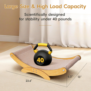 Lit grattoir pour chats d'intérieur - Grande planche à gratter en sisal naturel de 23,6 pouces, cadre en bois - Product Image 6