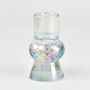Luxury Simple Geometric Shape Color Candlelight Dinner Table Decoration Crystal Candle Holder