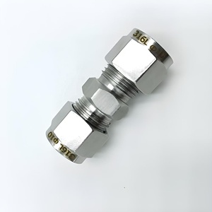 <strong>Straight</strong> Tube Connector 1/8&quot; 304 316 316L Tube <strong>Fittings</strong> Stainless Steel NPT <strong>Compression</strong> Tube <strong>Fitting</strong> Double Ferrule Union - Product Image 1