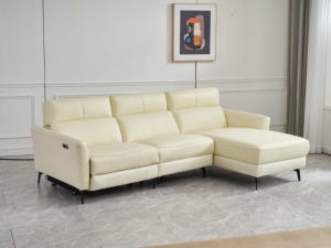 Canapé d'angle moderne en cuir véritable avec double fonction électrique inclinable, massage et refroidissement extensibles – Fabriqué en Chine - Product Image 5