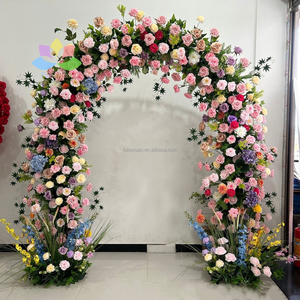 <span class=keywords><strong>SA</strong></span> décor de toile de fond de mariage arc floral support carré cadre soie rose fleurs décor entrée violet rouge fleur arc pour événement fête - Product Image 5