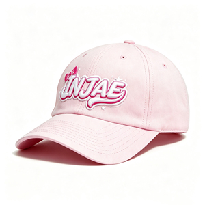 Casquette de baseball rose mignonne à 6 panneaux avec broderie INJAE, chapeau de soleil réglable et respirant pour femmes et filles - Product Image 3