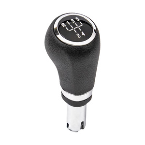 Car Gear <b>Shift</b> <b>Knob</b> 5 Speed 6 Speed Leather Ergonomic Black Silver Bar Chevrolet Fitment - Product Image 1
