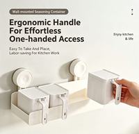 Nouvel Arrivage – Boîte à Épices Murale Sans Perçage avec Couvercle, Récipient Multi-Grilles pour Assaisonnements et Condiments, Organisateur de Cuisine