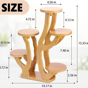 Wooden Multi Tier Plant Stand Modern <b>Desktop</b> Succulent Pot Rack For Balcony Windowsill Display <b>Shelves</b> - Product Image 4