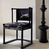 Chaise de salle à manger en bois massif de style rétro moderne français DISHI, motif léopard, sièges de salle à manger de luxe pour hôtel, salle de séjour