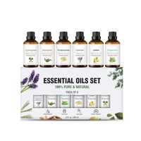 Ensemble d'huiles essentielles 100% pures et biologiques, citronnelle, eucalyptus, encens, lavande, pour diffuseur d'air, soin de la peau et de la pièce
