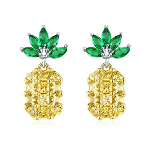 New Explosive Fashion Brass Zircon Pineapple Shape Stud Earrings Fashion Jewelry earrings for women Drop earrings 015