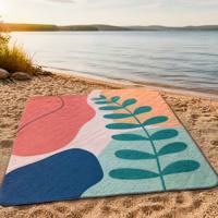 Tapis de plage pliable imperméable avec sangle d'épaule réglable, grand format, portable, pour camping, pique-nique, parc, voyage, en tissu Oxford, pour 1-2 personnes