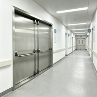 Porte coupe-feu double en acier certifiée UL/CE avec barre de poussée pour sortie de secours d'hôpital, usine, porte commerciale