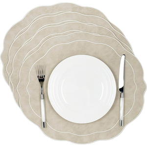 Ensemble de sets de table en similicuir festonné brodé, résistants à la chaleur, en <span class=keywords><strong>vinyle</strong></span>, réversibles, pour la décoration de la <span class=keywords><strong>cuisine</strong></span> et de la salle à manger - Product Image 1