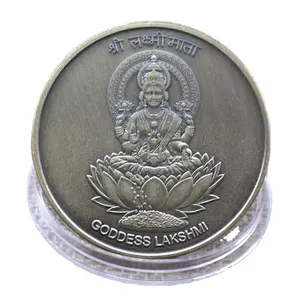 インドの女神ラクシュミアンティーク銅コイン新しいデザインインドブロンズラッキーコイン