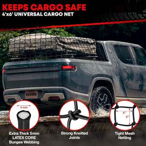 ตาข่ายคลุมสัมภาระในรถยนต์ Wantu ขนาด 120 ซม. x 180 ซม. ตาข่ายรัดสัมภาระแบบปรับได้สำหรับท้ายรถบรรทุก สำหรับจัดเก็บสัมภาระในการเดินทาง - Product Image 3