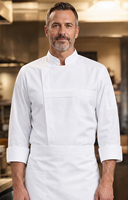 Tenue de travail unisexe classique pour chef, nouvelle collection automne-hiver, élastique, manches longues ou courtes, en sergé tissé, pour restaurant et boulangerie