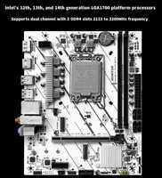 JGINYUE H610M-D PLUS WIFI-Motherboard DDR4 Unterstützt Intel 12./13./14. Generation LGA1700 PC Gaming Desktop SATA-Festplatte 64 GB