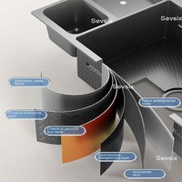 5MM Rectangulaire 304 Bol Undermount Tablier En Acier Inoxydable Ferme À La Main Smart Cascade Multifonction Évier De Cuisine