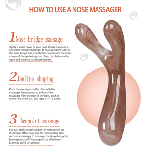 Massage du <span class=keywords><strong>nez</strong></span> en résine Lifting du visage <span class=keywords><strong>Gua</strong></span> <span class=keywords><strong>sha</strong></span> Tendon Méridien Bâton Agate rose Outil de massage grattoir à <span class=keywords><strong>nez</strong></span> à deux angles en forme de Y - Product Image 3