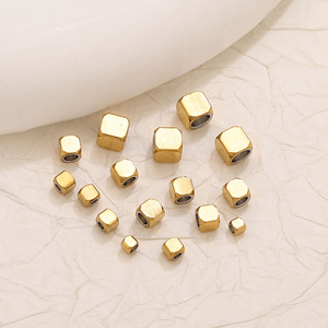 Geometric Square <b>Spacer</b> Beads | PVD Gold Plated Stainless Steel Large Hole Metal Beads for DIY Bracelet Necklace Jewelry Making - Product Image 4
