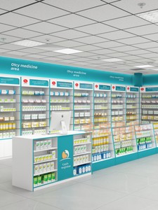 Étagères de <span class=keywords><strong>pharmacie</strong></span> en bois massif écologiques Hongbai, armoires à médicaments occidentaux, vitrines pour cliniques et pharmacies - Product Image 1