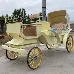 Calèche électrique jaune, calèche à chevaux, chariot royal électrique à 4 roues en acier pour mariage - Product Image 6