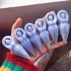 Statue de déesse en agate bleue, cristal, best-seller, artisanat populaire de haute qualité, sculptée à la main, pour souvenir - Product Image 1