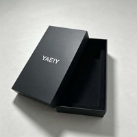 Boîte en carton noir avec couvercle en papier et insert en mousse pour montre, produits électroniques, étui de téléphone, boîte d'expédition avec logo personnalisé