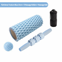 Ensemble de rouleaux en mousse en forme d'arête de poisson de 33 cm, bâton de massage musculaire, colonne de yoga, balle de fascia pour la relaxation corporelle