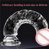 Dildo Anal de Cristal Transparente para Adultos, Dildo Grande Realista Popular, Producto Sexual Transparente, Juguete Sexual, Vibrador de Punto G