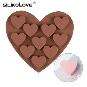 Moldes de silicona para Chocolate, 10 cavidades, forma de corazón