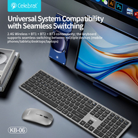 Combo de Teclado y Ratón Inalámbrico KB-06, 2.4G Recargable, Teclado de Oficina de Tamaño Completo