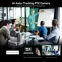TONGVEO - Paquete de 4 Cámaras PTZ 4K con Zoom 20X, Seguimiento Automático por IA, Controlador de Joystick PTZ NDI, Interruptor POE para Transmisión en Vivo