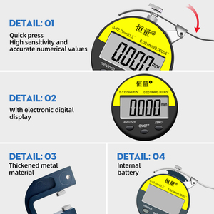 Độ chính xác cao chỉ số kỹ thuật số 0-12.7mm/0.001mm điện tử kỹ thuật số phẳng đầu ngàn điểm đo độ dày - Product Image 3