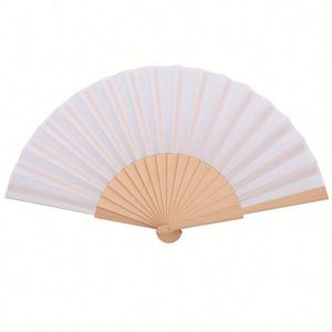 Factory Direct 23cm Portable Foldable Wooden Fabric Handheld Fans Custom Logo Advertising Promotion <b>Gift</b> - Product Image 2
