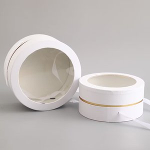 Clear Set <span class=keywords><strong>2</strong></span> Caja de regalo redonda con cinta Baby shower Como caja de regalo de fiesta Best man Round Set <span class=keywords><strong>2</strong></span> sin cubierta - Product Image 1