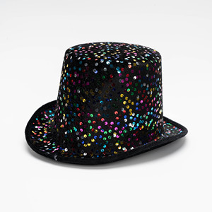 Sombrero de Copa Profesional para Halloween, Estilo Americano, con Lentejuelas, Copa Plana Alta, para Magos, Espectáculos, Fiestas, Cosplay, Disfraces - Product Image 3