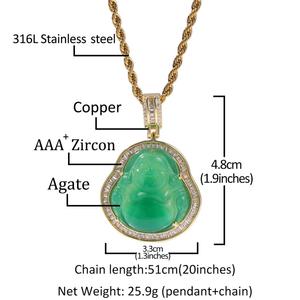 Hip Hop Ha Ghiacciato Fuori Rosa Rosso Verde Agata Buddha di Giada <span class=keywords><strong>Pendente</strong></span> Della Collana BaguetteCZ Rapper Dei Monili <span class=keywords><strong>per</strong></span> le Donne Degli Uomini - Product Image 5