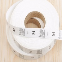 Étiquettes de lavage et de taille pour vêtements en rouleau, blanches, tailles XS-XXL, en nylon taffetas, lavables, pour accessoires vestimentaires en gros
