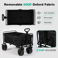 Chariot pliable robuste avec grandes roues pour le sable, portable pour le camping, le sport et les activités de plein air, personnalisable OEM, en maille