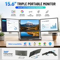 Moniteur portable triple 3*15,6 pouces FHD en alliage d'aluminium, extension d'écran d'ordinateur portable 480 cd/m² lumineux pour trader boursier et travail multi-tâches