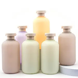 Wholesale High-quality 300ml 500ml green HDPE Frosted plastic bottle with flip cap baby empty cosmetic lotion shampoo bottles
