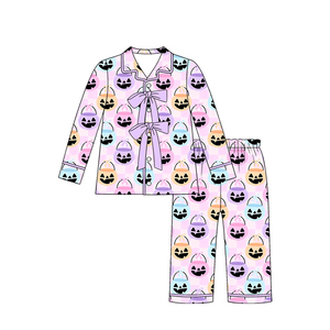 Preorder <strong>Baby</strong> Girls Fall Pumpkin <strong>Halloween</strong> Children Long Sleeve Bows Tee Shirts Pants Pajamas Lounge <strong>Outfits</strong> Clothes Sets - Product Image 2