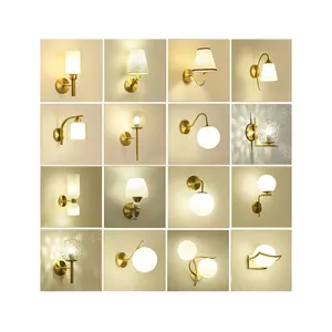 Timjay - Luminária LED moderna para decoração de interiores, banheiro, sala de estar, banheiro, cabeceira, varanda, decoração, luminária de parede, bola de vidro dourada moderna