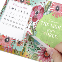 Calendrier de bureau 2026 avec cartes postales, calendrier floral aquarelle avec versets bibliques en feuille d'or, marque-page détachable et carte postale