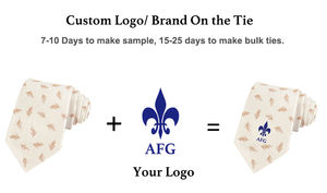 ربطة عنق فاخرة للرجال مصنوعة يدويًا من البوليستر 100٪ بعرض 8 سم، مطرزة بتصميم أوراق الشجر والزهور باللون الكحلي والبني، صديقة للبيئة، مناسبة للأعمال - Product Image 6