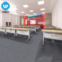 Table de conférence pliable en métal LIWEI avec roulettes, pieds en acier et étagère de rangement - Mobilier de réunion de bureau commercial moderne