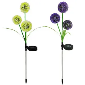 Dandelion de plástico com novo design, à prova d' água, para áreas externas, decoração para jardim, bola de flor, lâmpada para jardim, gramado
