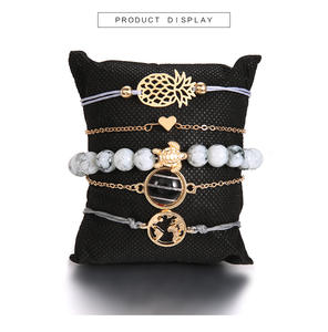 Bracelets à breloques bohèmes pour femmes, coquillages, étoiles, <span class=keywords><strong>lotus</strong></span>, ananas, cœurs, perles en pierre naturelle, <span class=keywords><strong>bracelet</strong></span> en or - Product Image 4