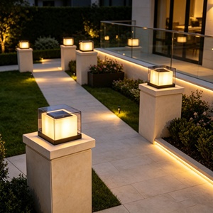 Lampe à pilier LED moderne pour extérieur, étanche, pour cour, villa, jardin, IP65, poteau de portail, électrique/solaire - Product Image 2
