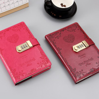 Carnet de notes personnalisé en cuir PU, avec Logo customisé, rose et noir, avec verrouillage à Code, pour Journal intime planificateur quotidien, agenda, râpe